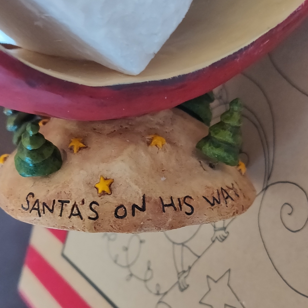 August Moon "Santa's On His Way" Figurine by Lang - Red and Cream - Picture 10 of 16